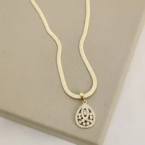 Colar Maleável Pingente Gota Zircônia banhado Ouro 18k