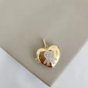 Pingente Coração Menino Cravejo banhado Ouro 18k