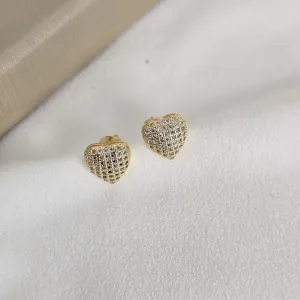 Brinco Pequeno Zirconia  Coração