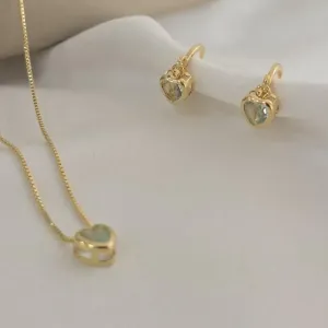 Conjunto Delicado Argola De Coração