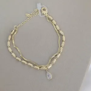 Pulseira Dupla Gota de Zircônia