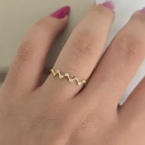 Anel Zig Zag Zircônia