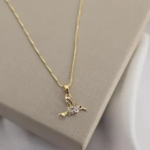 Colar Delicado Pássaro Zircônia