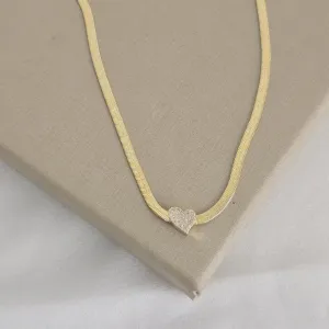 Colar Fita Coração de Zircônia