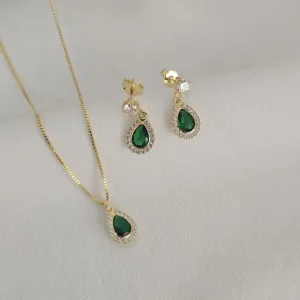 Conjunto Delicado Pedra e Zircônia