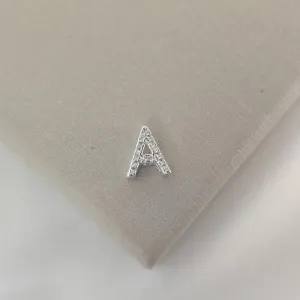 Pingente Letra A Zircônia Prata
