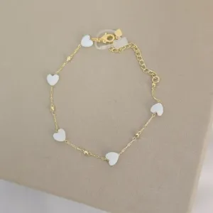 Pulseira Delicada Coração Perola
