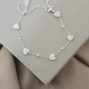 Pulseira Delicada Coração Perola