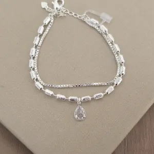 Pulseira Dupla Gota de Zircônia
