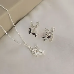 Conjunto Delicado Borboletas Lisas e Zircônia