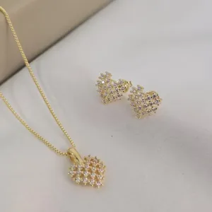 Conjunto Delicado Coração Zircônia