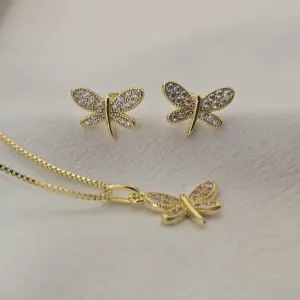Conjunto Delicado Libélula Zircônia