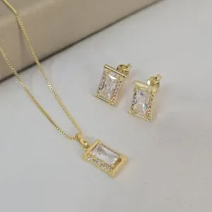 Conjunto Delicado Retangular Zircônia