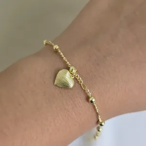 Pulseira Delicada Bolinhas e Coração