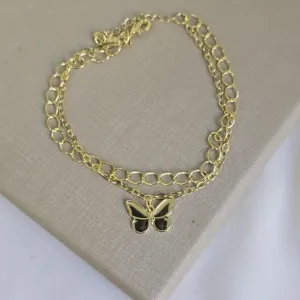 Pulseira Dupla Delicada Borboleta