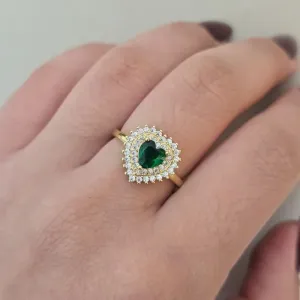 Anel Coracao Pedra/Zirconia