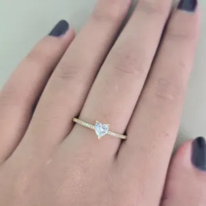 Anel Fino Coracao Zirconia