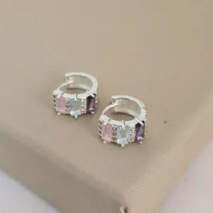 Argola Delicada Pedras e Zircônia