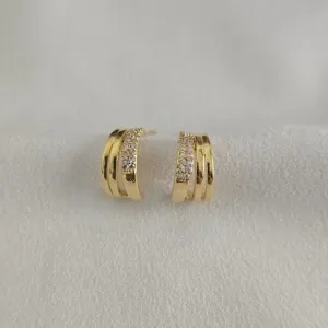 Argola Delicada Três Fios Zircônia