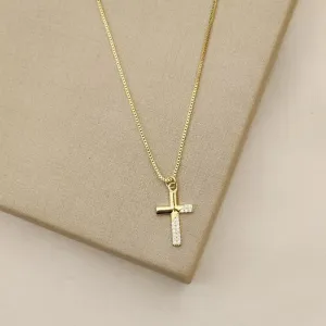 Colar Delicado Cruz e Zircônia