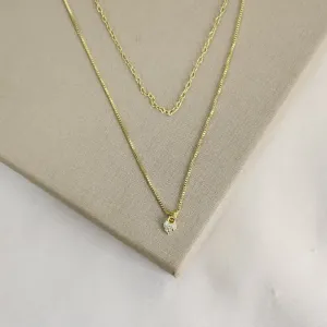 Colar Duplo Delicado Zircônia