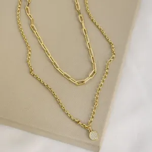 Colar Duplo Delicado e Zircônia