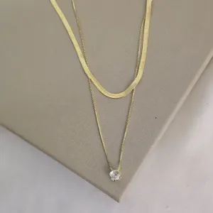 Colar Duplo Fita Zircônia