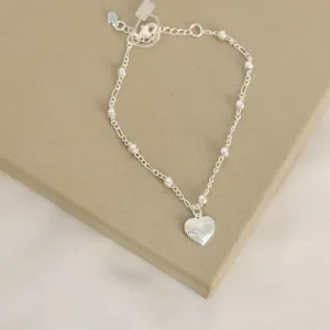Pulseira Delicada Bolinhas e Coração