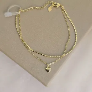 Pulseira Delicada Chapinha e Coração