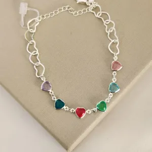 Pulseira Delicada Corações Coloridos