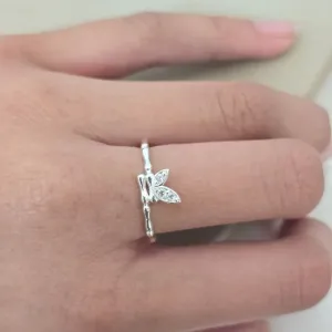 Anel Bambu/Borboleta Zirconia