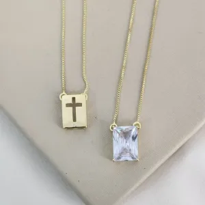 Colar Escapulário Fé Zircônia