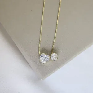 Colar Ponto de Luz e Coração Zircônia