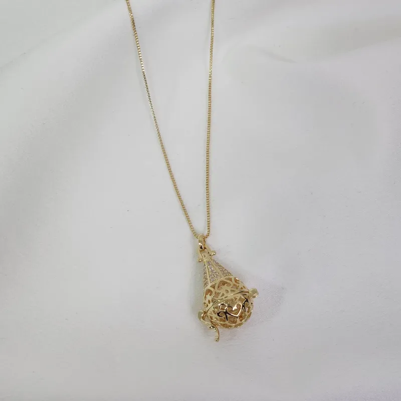 COLAR DIFUSOR BANHADO OURO 18K CRAVEJADO COM ZIRCÔNIA