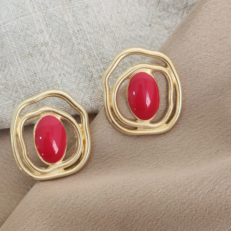 Brinco Orgânico Esmaltado Vermelho