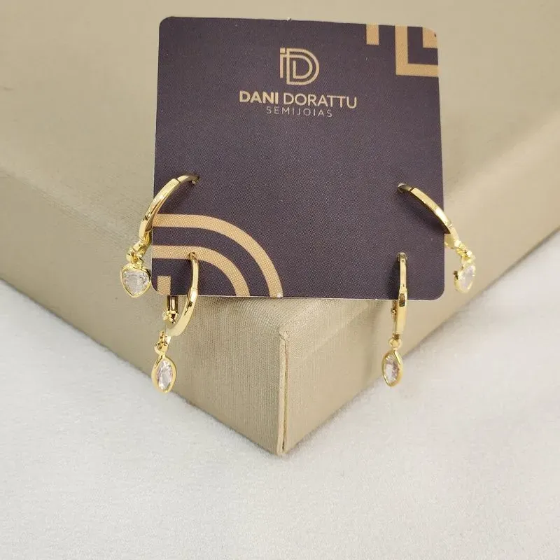 Argola Delicada Zircônia banhado Ouro 18k