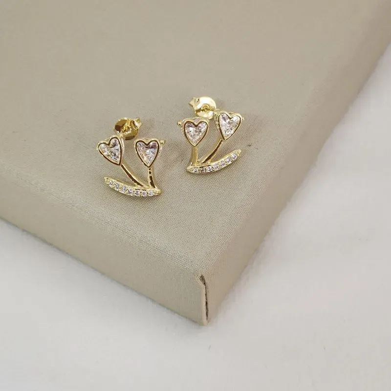 Brinco Coração Zircônia banhado Ouro 18k