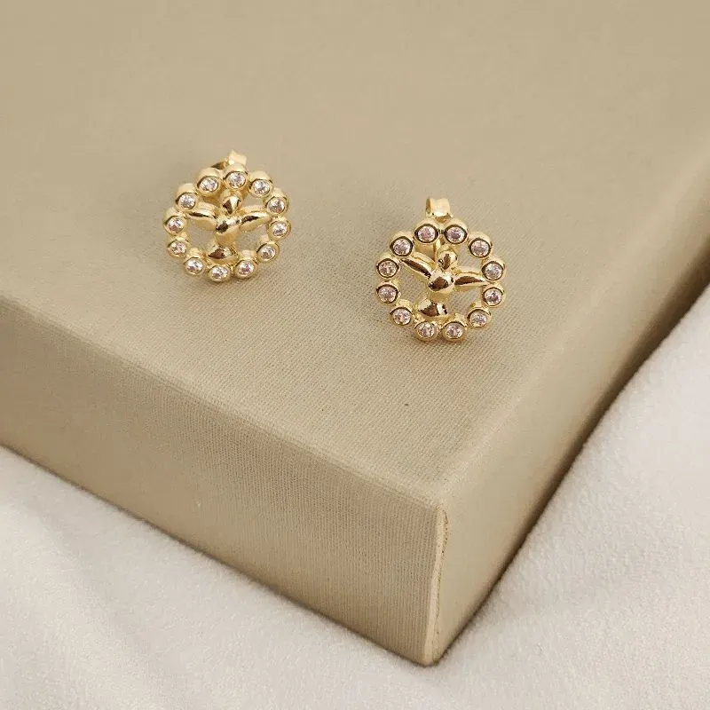 Brinco Espírito Santo Delicado Zircônia banhado Ouro 18k