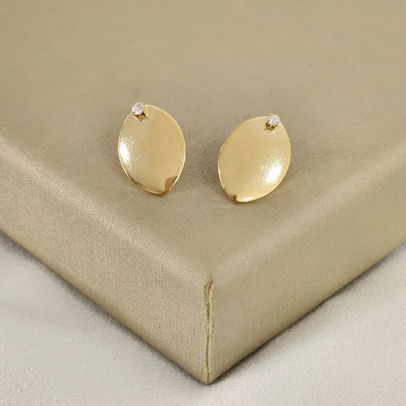 Brinco Liso Zircônia banhado Ouro 18k
