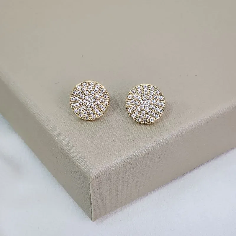 Brinco Rendondo Delicado Cravejado Zircônia banhado Ouro18k