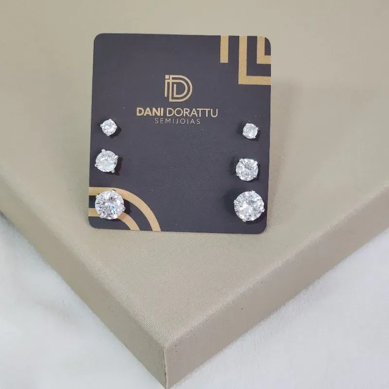 Mix de Brinco Ponto de Luz Zircônia Cristal Prata