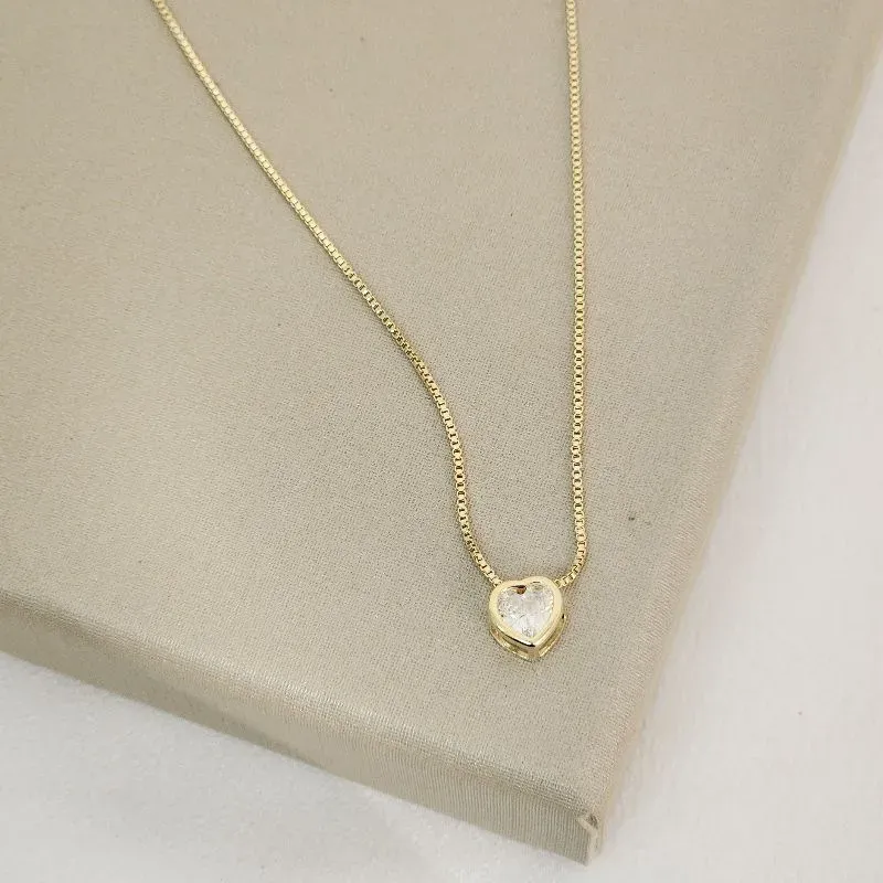Colar Choker Pingente Coração Zircônia
