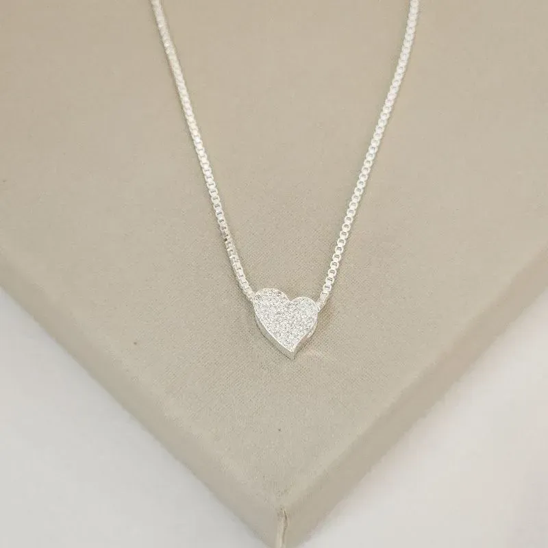 Colar Choker Pingente Coração Zircônia