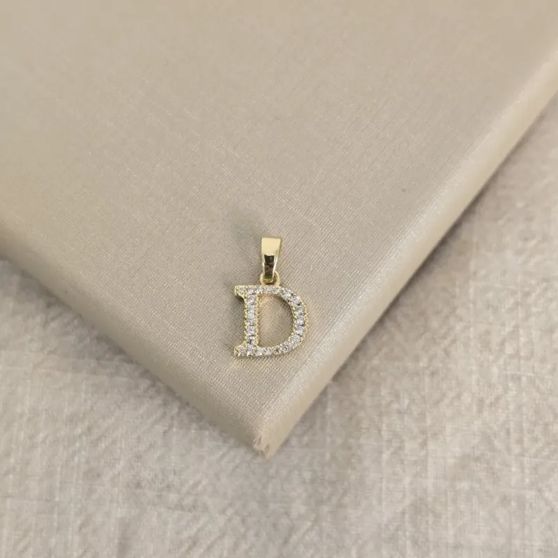 Pingente Letra Zircônia banhado Ouro 18k