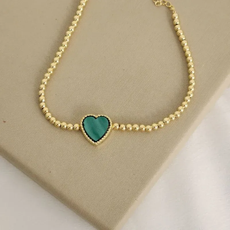 Pulseira Coração Madrepérola Verde