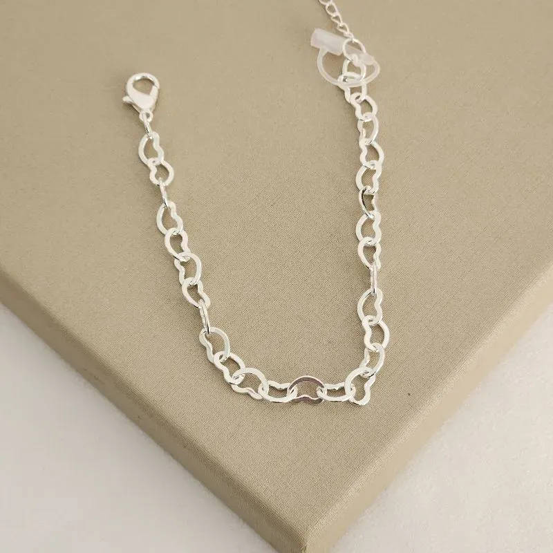 Pulseira Coração Vazado banhado Prata