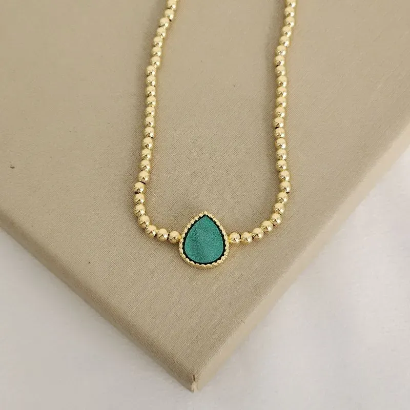 Pulseira Gota Madrepérola Verde banhada Ouro 18k