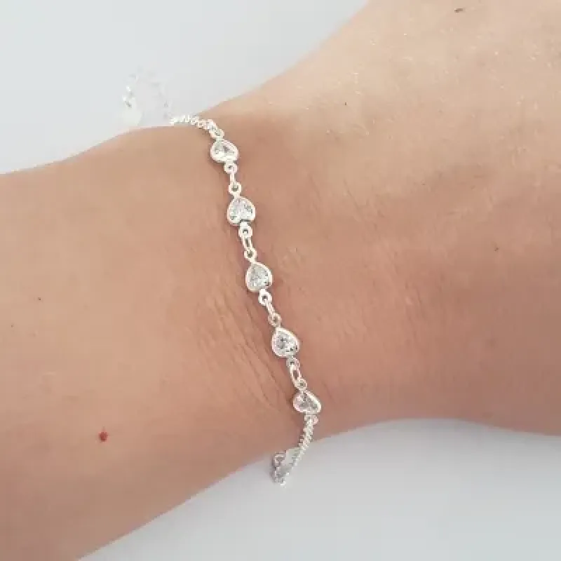 PULSEIRA LISA CORAÇÃO COM ZIRCÔNIA