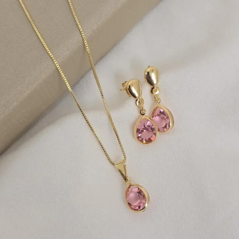 Conjunto Delicado com Zirconia Colorida