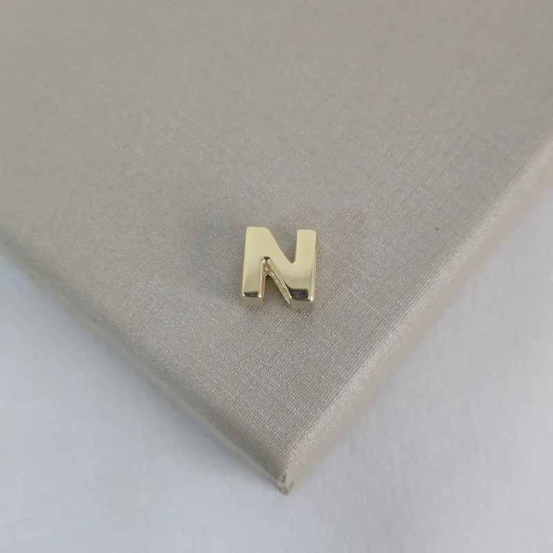 Pingente Letra N banhada ouro 18k